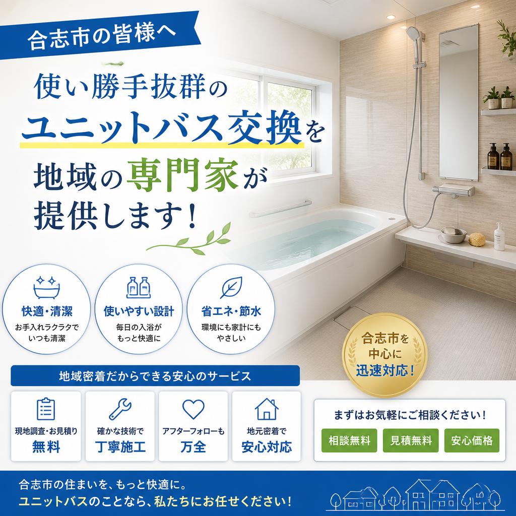 合志市の皆様へ。使い勝手抜群のユニットバス交換を地域の専門家が提供します！