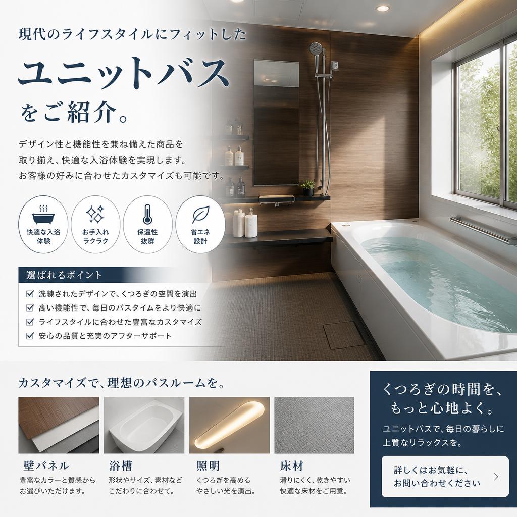 使い勝手抜群のユニットバス