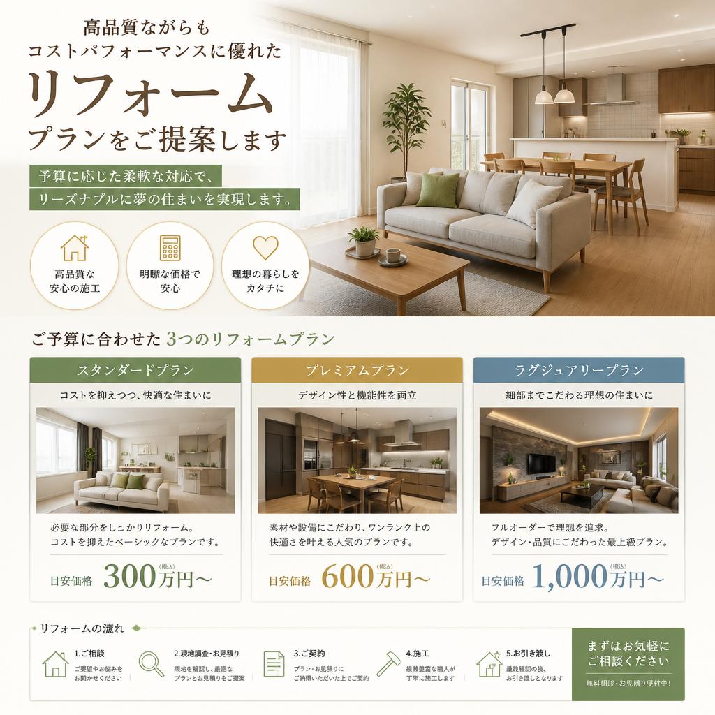 安くて魅力的なリフォームプラン