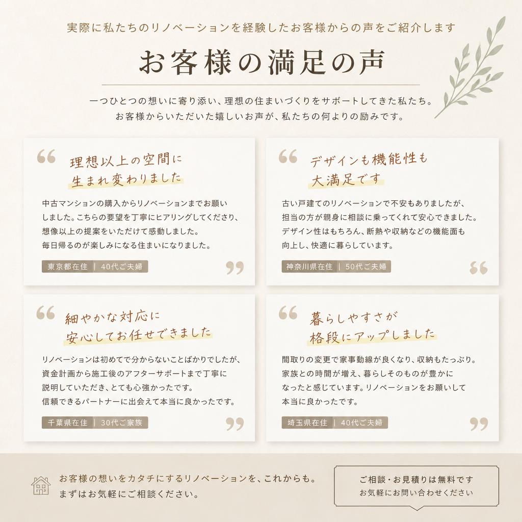 お客様の声：満足の声が続々